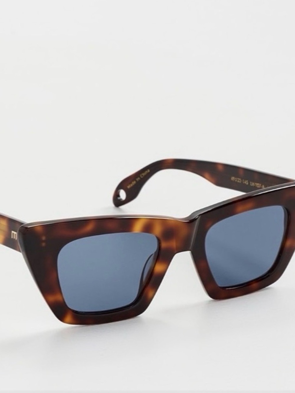 Tortoiseshell Cat-Eye Sunglasses with Blue Lenses